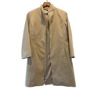 Eileen Fisher Women’s Beige Tan Trench Coat Stand Collar Minimalist size XS